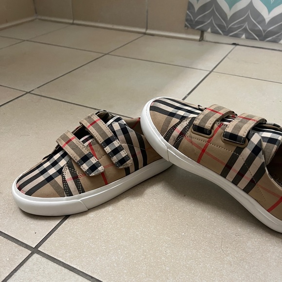 Burberry Kids Beige Checkered Sneakers